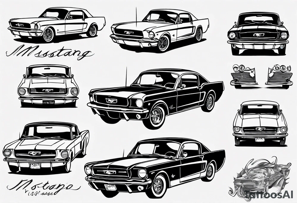 1960 ford mustang front view tattoo idea