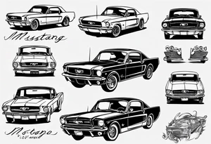 1960 ford mustang front view tattoo idea