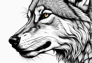 realistic style fenrir wolf in profile tattoo idea