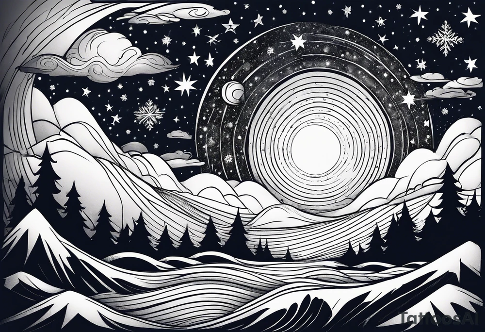 Winter night sky tattoo idea