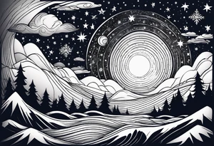 Winter night sky tattoo idea