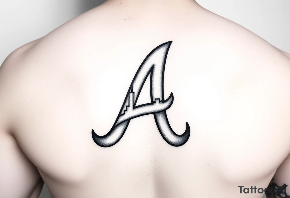 Atlanta Braves letter logo “A” with 3D skyline incorporated in the letter tattoo idea