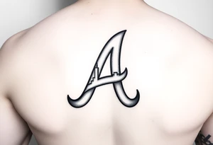 Atlanta Braves letter logo “A” with 3D skyline incorporated in the letter tattoo idea