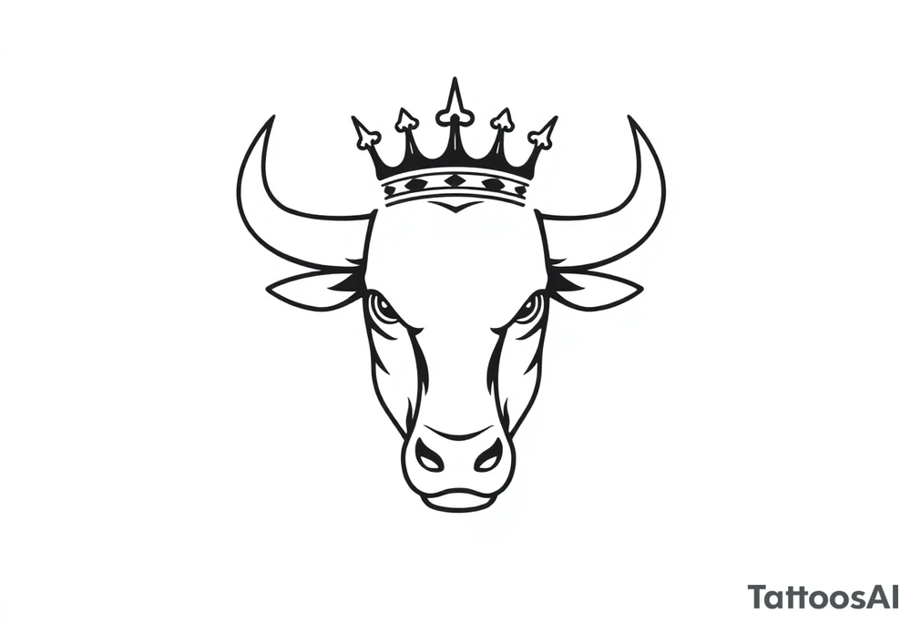 Bull symbol with crown tattoo idea
