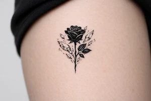 A single rose silhouette with shards of ice fragments. tattoo idea