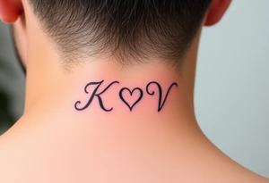A beautiful calligraphic script of the couple’s initials (K and V), intertwined with a subtle heart-shaped flourish tattoo idea