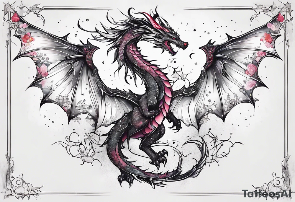 Constellation, wing , snow , cross , dragon japan kawaii tattoo idea