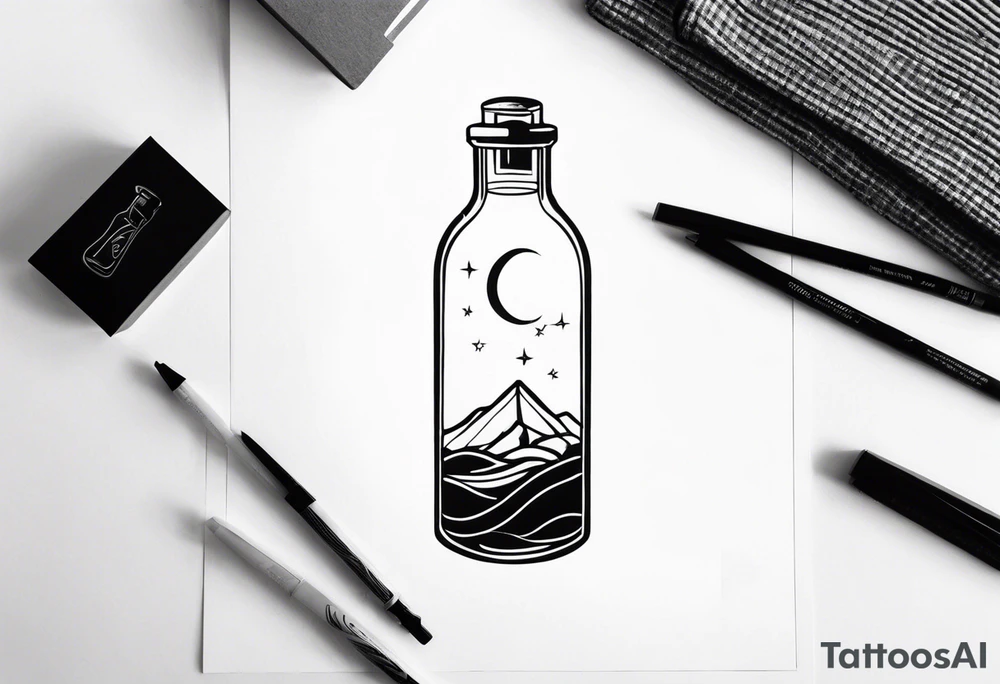 MAN IN BOTTLE tattoo idea