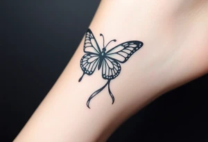 ethereal butterfly with flowing silk ribbons in moonlight tattoo idea