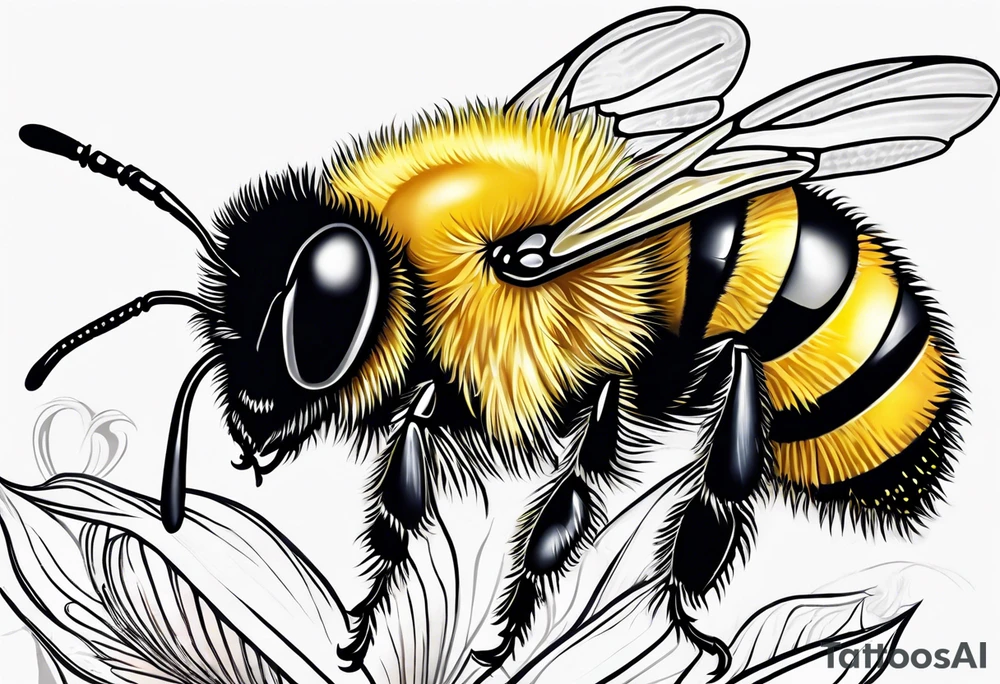 Harlow written in cursive and then a bumblebee flying off the end of the w at the end of the name tattoo idea