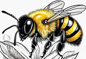 Harlow written in cursive and then a bumblebee flying off the end of the w at the end of the name tattoo idea