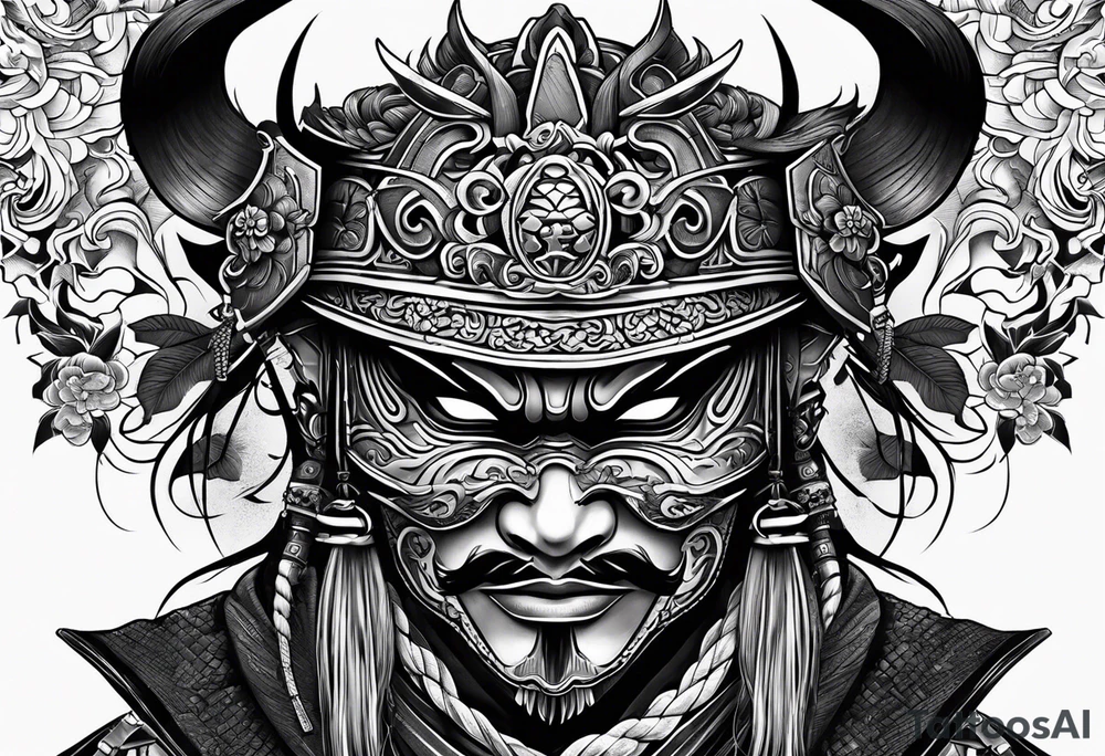 Japenese henya mask samurai tattoo idea