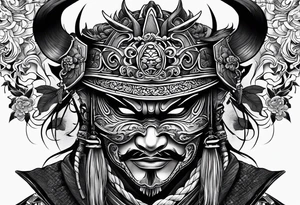 Japenese henya mask samurai tattoo idea