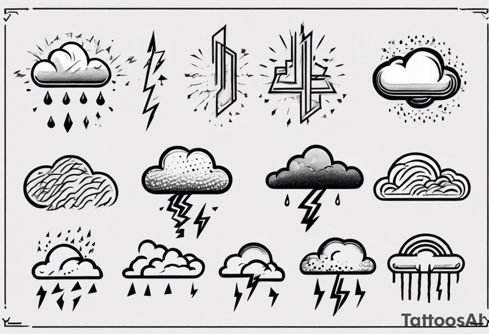 a cloud with rain and thunder tattoo idea