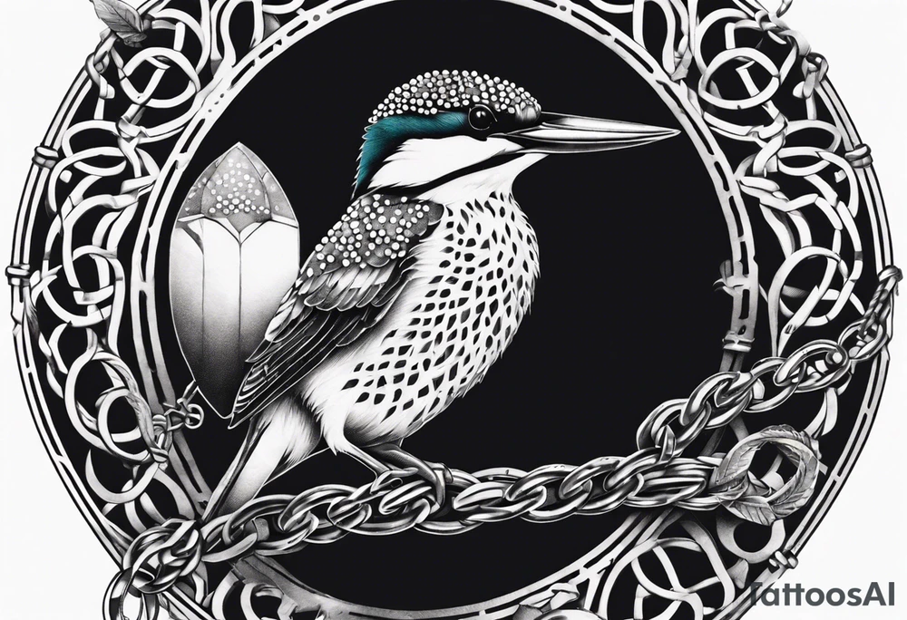 Kingfisher trapped in chains tattoo idea