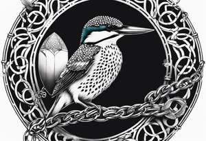 Kingfisher trapped in chains tattoo idea