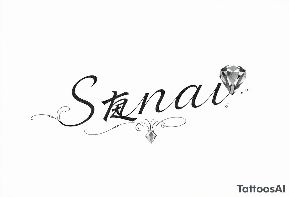 Sanai name tattoo with ♑️, and December birth stone tattoo idea