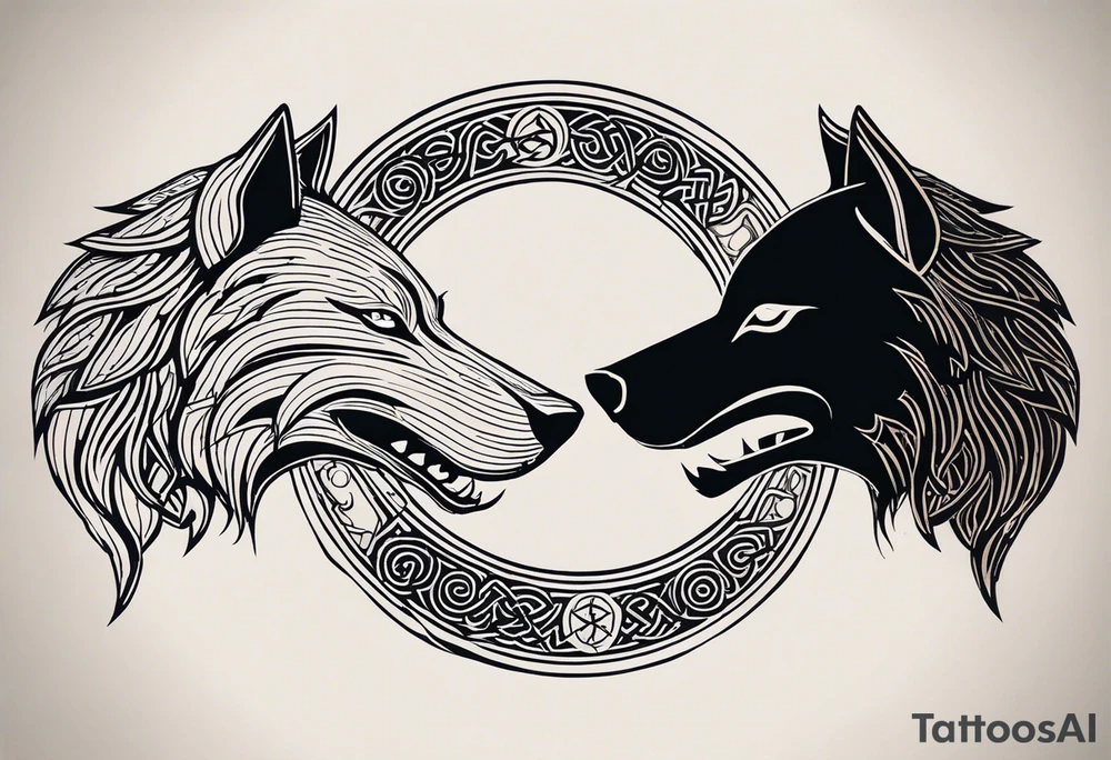 A powerful tattoo design combining Nordic, Greek, and Celtic symbols to represent someone who made you believe in humanity's goodness, only to turn out to be its ultimate betrayer. The centerpiece is a snarling wolf, symbolizing Fenrir, with glowing eyes and an open mouth, representing betrayal and destruction. Surrounding the wolf is the Ouroboros, a serpent eating its own tail, symbolizing the endless cycle of trust and betrayal. The Triskelion, with its three interlocking spirals, appears in the background or as a border, representing the shifting balance between light and dark. Incorporate fire and ice elements to reflect the contrast between warmth (trust) and coldness (betrayal), with Celtic knotwork and runes adding ancient, mystical depth to the design.
make sure that each part of the tattoo is obviously represented tattoo idea