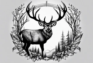 bow and arrow hunting deer tattoo idea