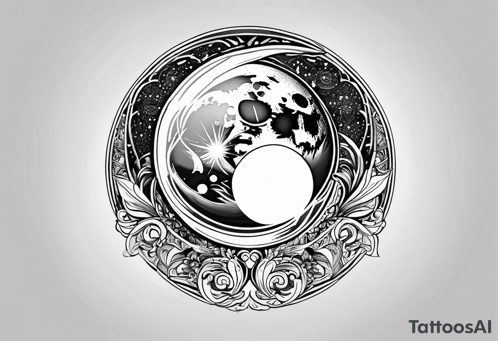 Ornemental moon tattoo idea