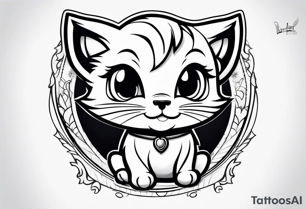 super cute minimal cartoon wildcat cub tattoo idea