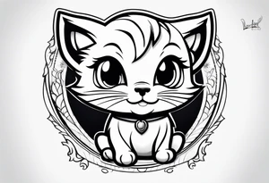 super cute minimal cartoon wildcat cub tattoo idea