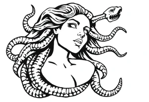 Scary Greek female god medusa with snake hairs tattoo idea