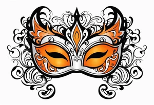 Unhappy Masquerade mask that is orange and black  with smoke tattoo idea