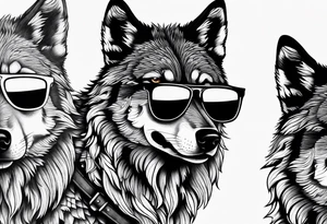 Badass Wolf wearing Sunglasses tattoo idea