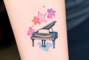 Grand piano under stars tattoo idea