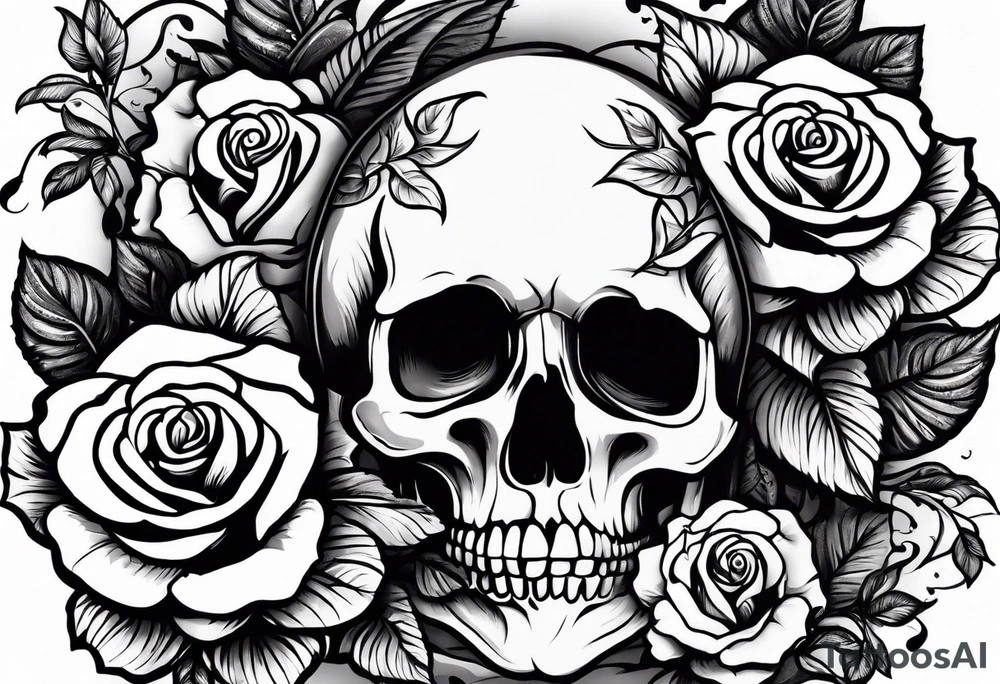 Roses and skull tattoo idea