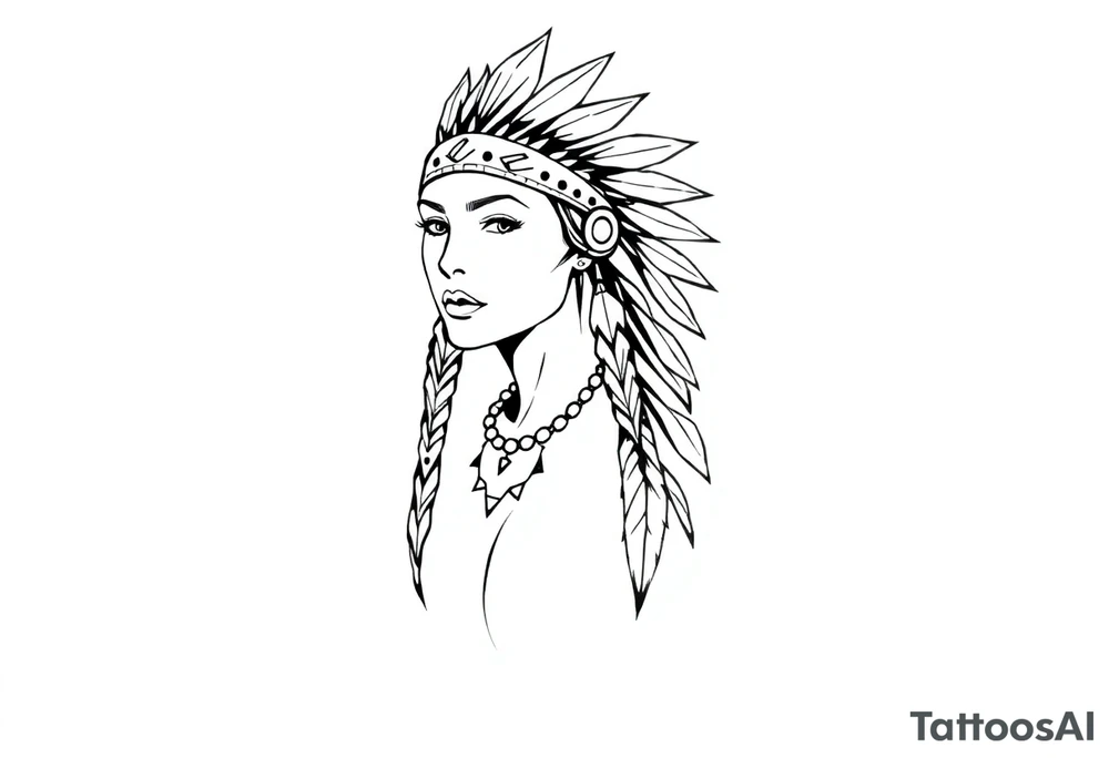 Female Native American tattoo idea