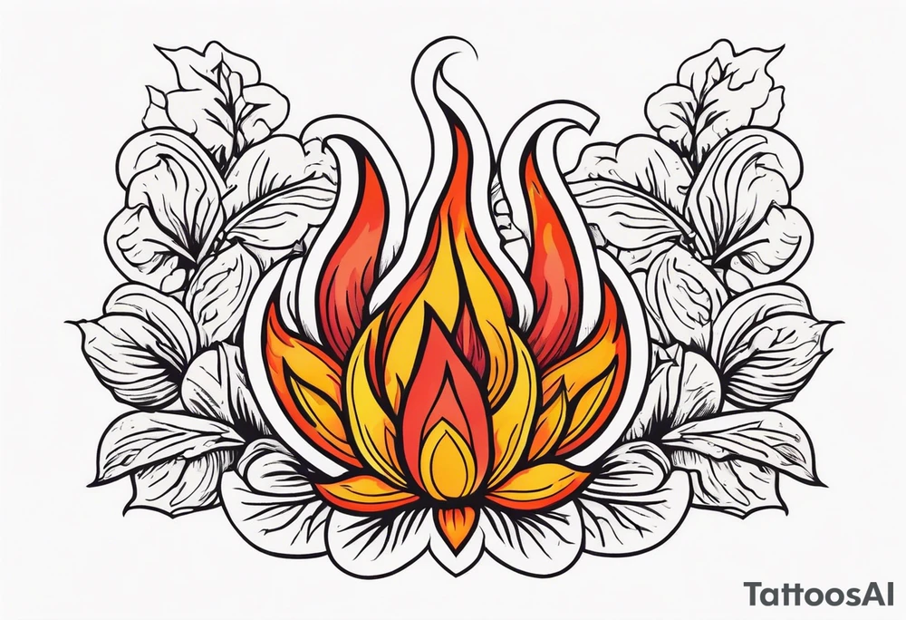 tongue of fire
old school vintage simple traditional design with vintage flowers surrounding
bold color simple tattoo idea