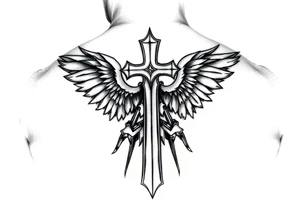 D3von with a cross behind it tattoo idea