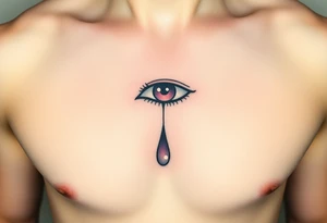 A teardrop falling from a closed eye, with soft pink and lavender tones, symbolizing vulnerability and emotional depth tattoo idea