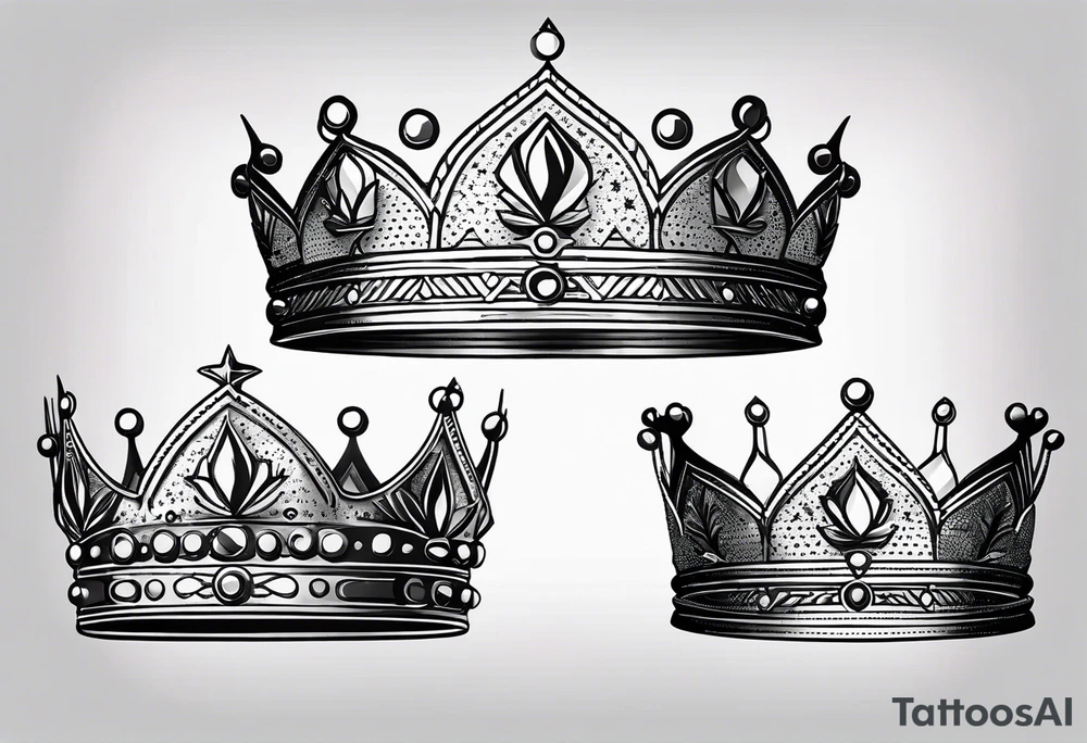his and her crowns. Crowns only. Simplistic and detailed. fine lines Geometric design. no shading. tattoo idea