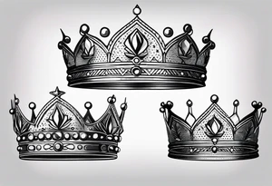 his and her crowns. Crowns only. Simplistic and detailed. fine lines Geometric design. no shading. tattoo idea