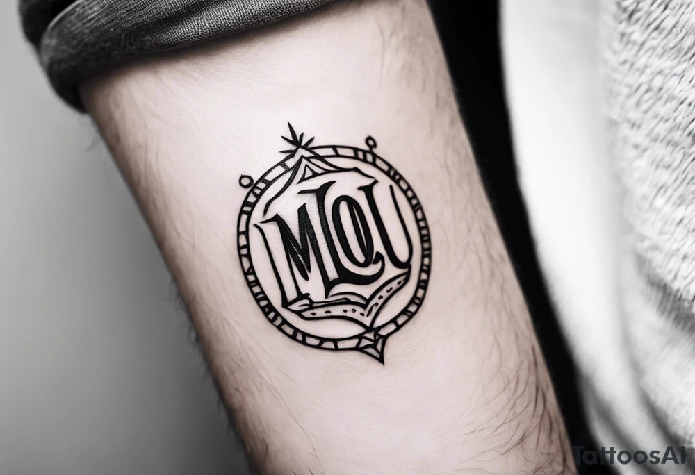 small tattoo on the forearm of a man with the initials MLJ, date of birth 22/09/22 in the style of a moluccan tattoo tattoo idea
