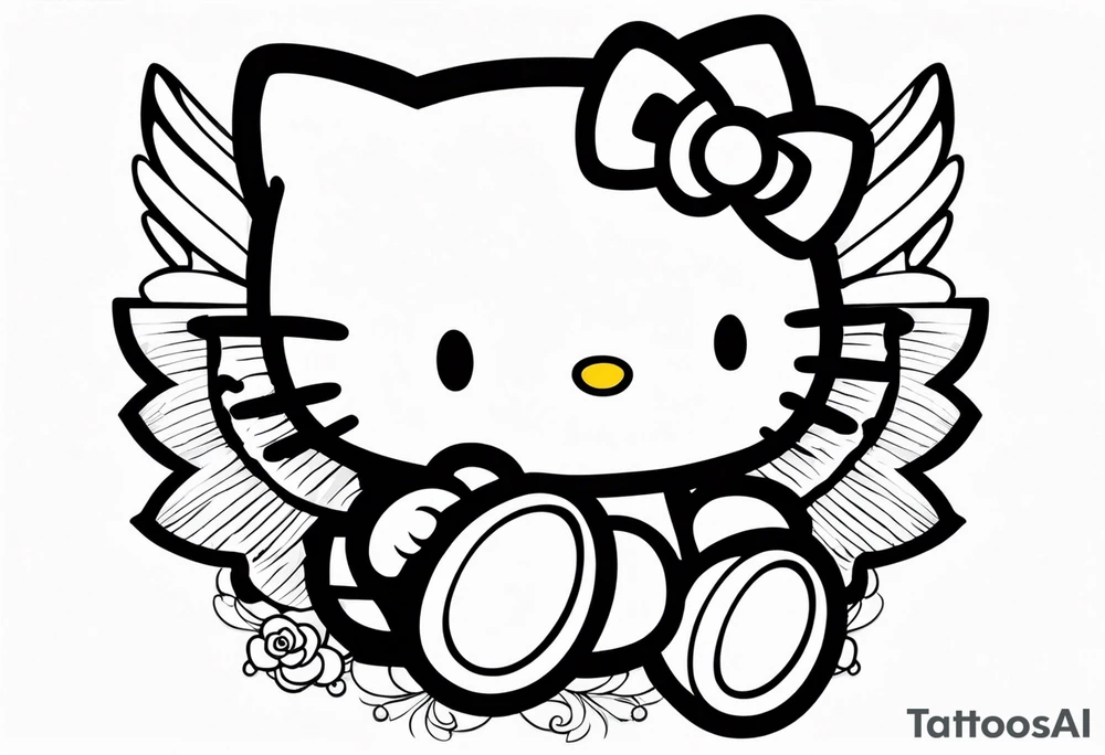 angel hello kitty with halo tattoo idea