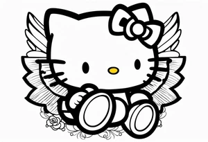 angel hello kitty with halo tattoo idea