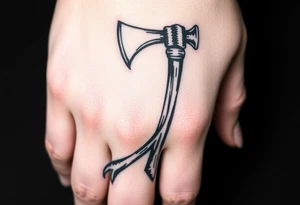 Prussian whole hand blacked out with axe tattoo idea