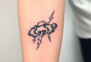 Black dark storm clouds with lightning bolts tattoo idea
