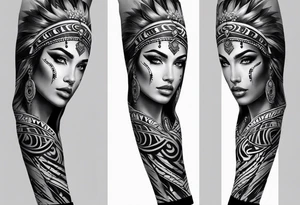 User
I'd like a full arm sleeve. Mixture of realistic and tribal. I want to reflect strength, love and freedom. Do not include human faces tattoo idea