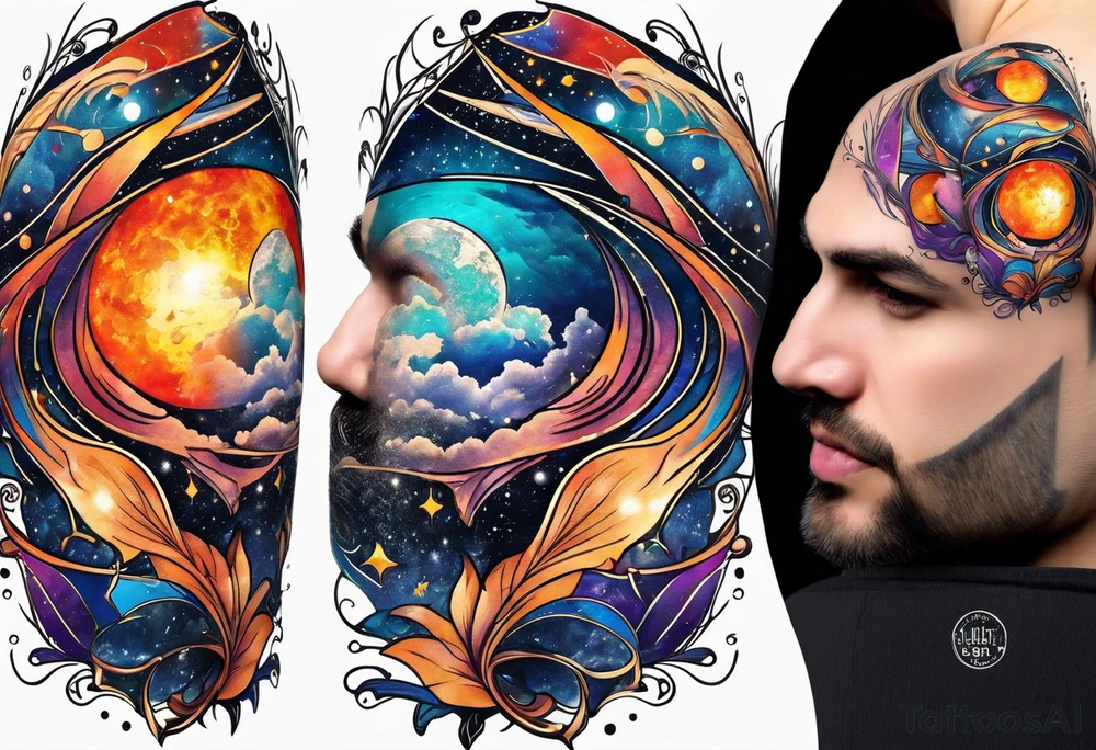 Man,solar, planet space tattoo idea