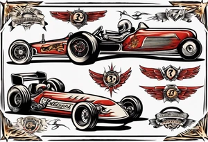 Racecar driving on track tattoo idea