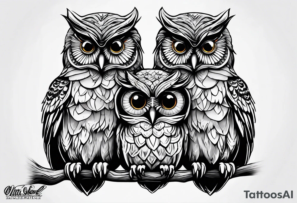 Owls 
Hear no evil, see no evil, speak no evil tattoo idea