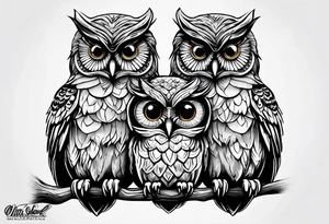 Owls 
Hear no evil, see no evil, speak no evil tattoo idea