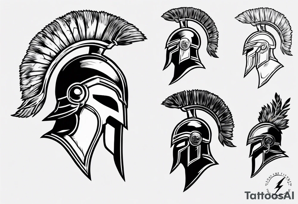 ultra-fine line linework vector of a spartan from the side, spartan spear, spartan shield, laurel wreath tattoo idea