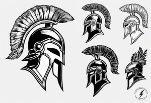 ultra-fine line linework vector of a spartan from the side, spartan spear, spartan shield, laurel wreath tattoo idea