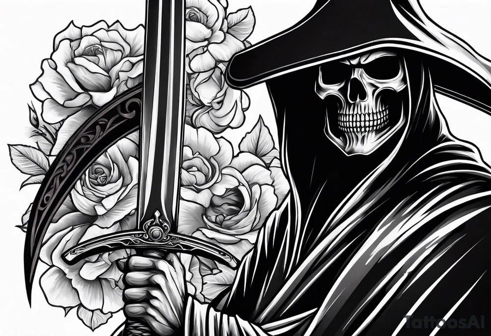 grim reaper with katana tattoo idea